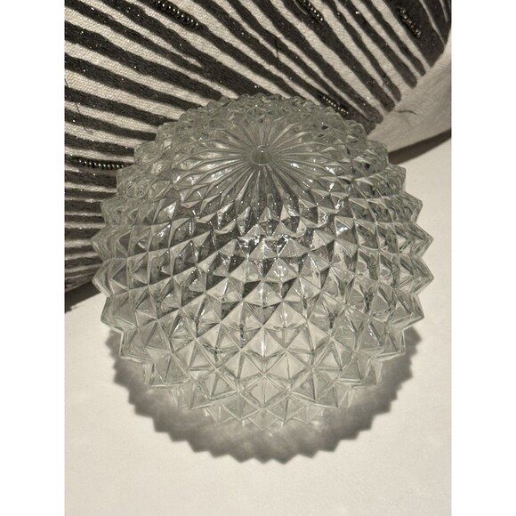 Vintage Crystal Clear Diamond Point Cut Glass 3 1/8” Fitter Light Globe Shade - Picture 3 of 8